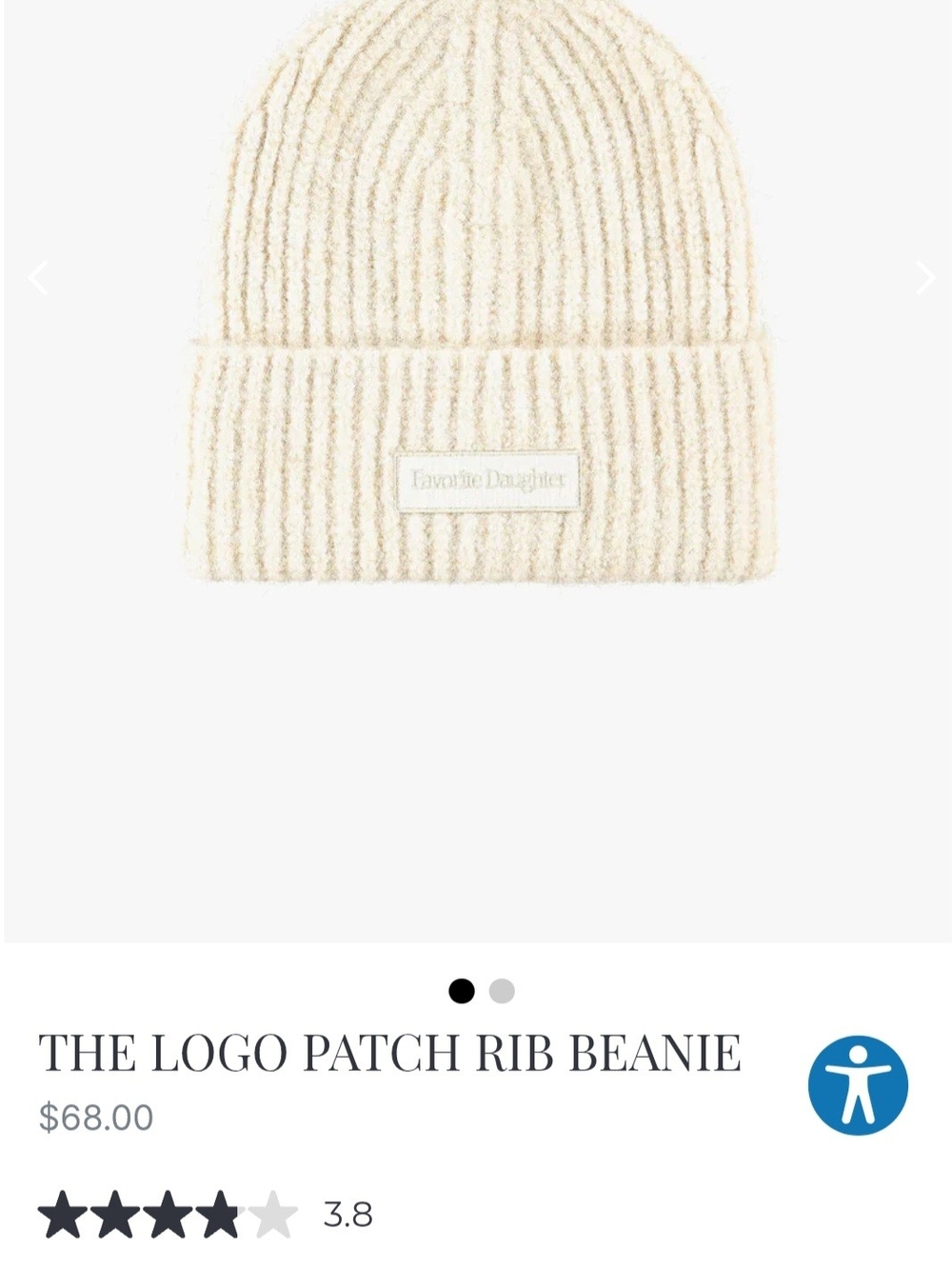 Favorite Daughter Logo Patch Rib Beanie in Ivory